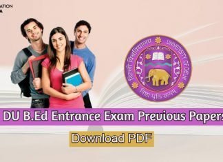 DU B.Ed Entrance Exam Previous Papers PDF Download DU b.ed entrance exam previous papers pdf download