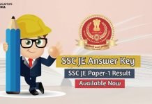SSC JE Answer Key 2020 Download SSC JE Paper-1 Answer Key ssc je answer key