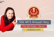 SSC MTS Answer Key 2020 Check Paper 1 Answer Key ssc mts answer key