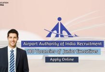 Airport Authority of India Recruitment 2020 Apply Online for 180 Junior Executives airport authority of india recruitment