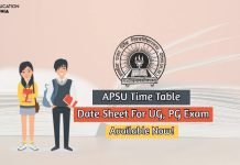 APSU Time Table 2020 APSU Date Sheet For UG, PG Exam Download apsu time table