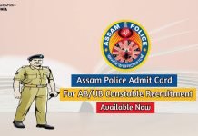 Assam Police Constable Admit Card 2020 For AB/UB Constable assam police constable admit card