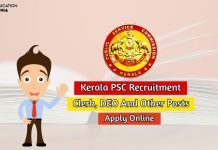 Kerala PSC Recruitment 2020 Apply Online for Clerk, DEO And Other Posts Kerala PSC Recruitment