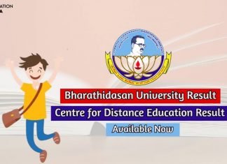 Bharathidasan University Result 2025 Released Check Centre for Distance Education Result Bharathidasan University Result